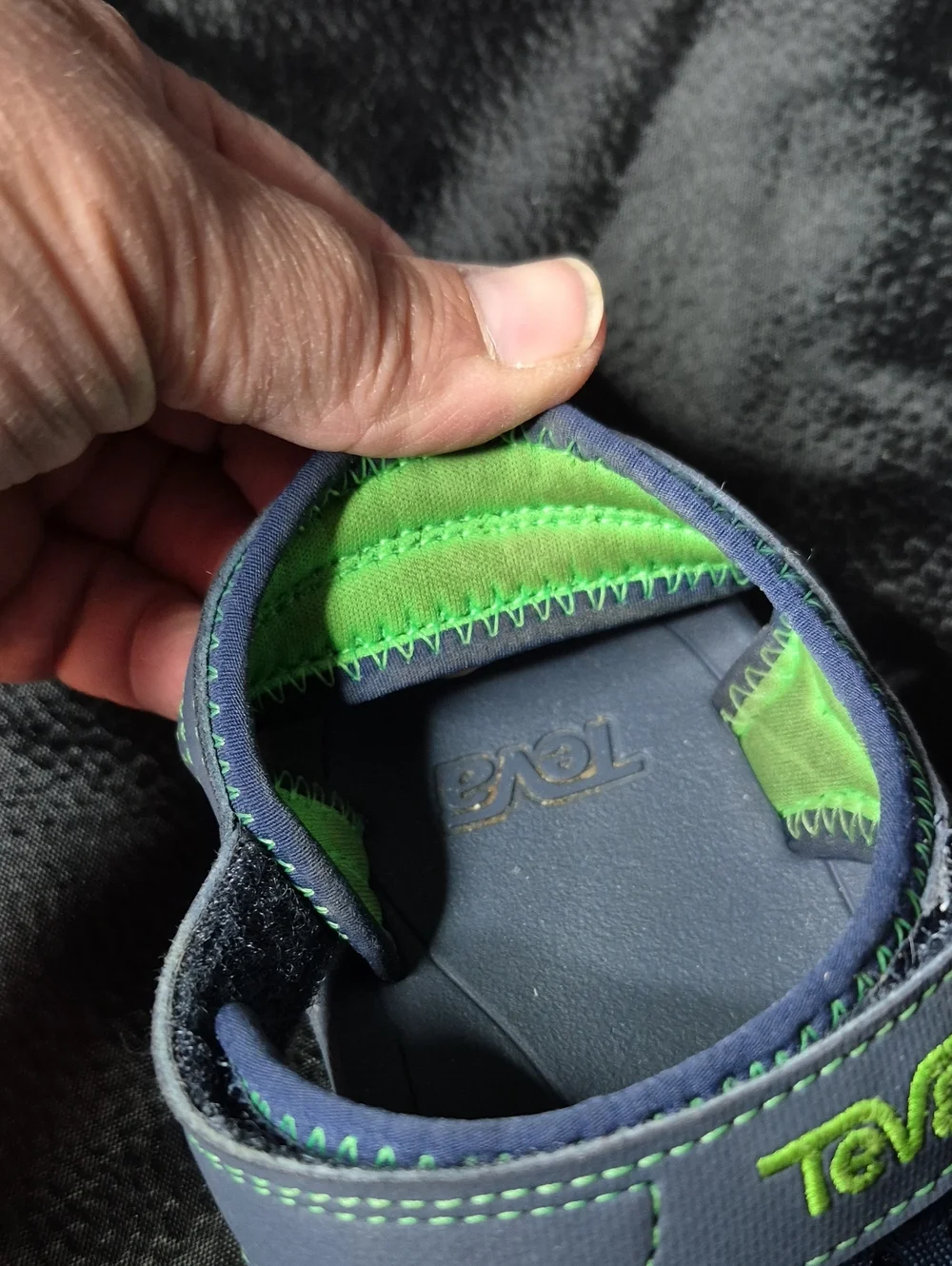 Teva Children's 12 Navy & Lime Green Kids' Adjustable Sandals